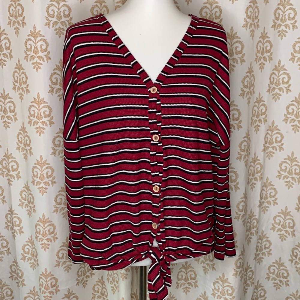 Comfy striped waffle top L